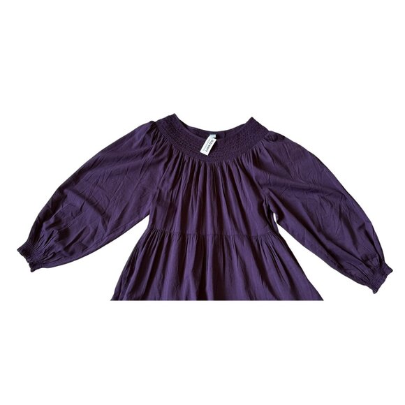 Old Navy Womens Purple Long Sleeve Tiered Mini Smocked Swing Dress M NWT - Picture 2 of 6